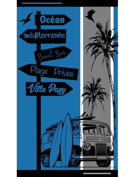 Serviette de plage Bleu avec un Van