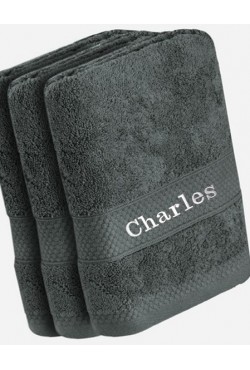 Drap de bain / Douche Anthracite avec broderie