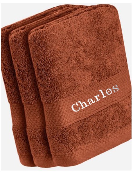 Drap de bain / Douche Argile avec broderie