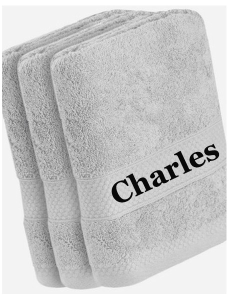 Drap de bain / Douche Blanc avec broderie