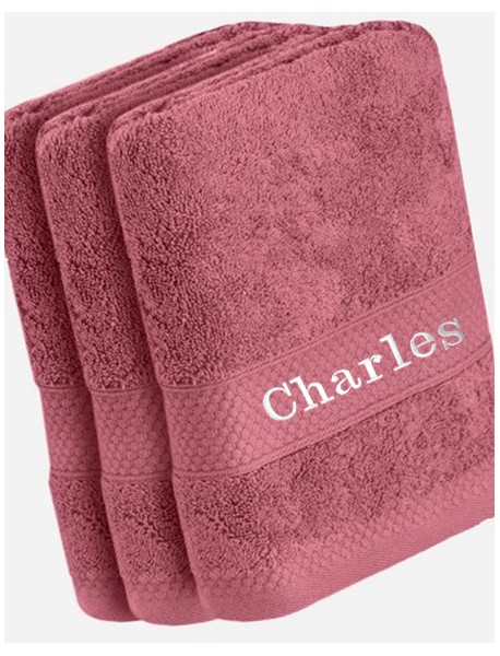 Drap de bain / Douche Bois de Rose avec broderie