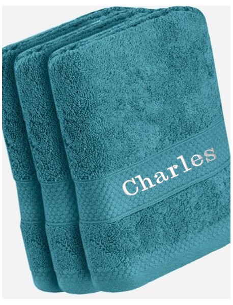 Drap de bain / Douche Cérulé avec broderie