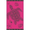 Grande Serviette de plage avec une tortue fuchsia