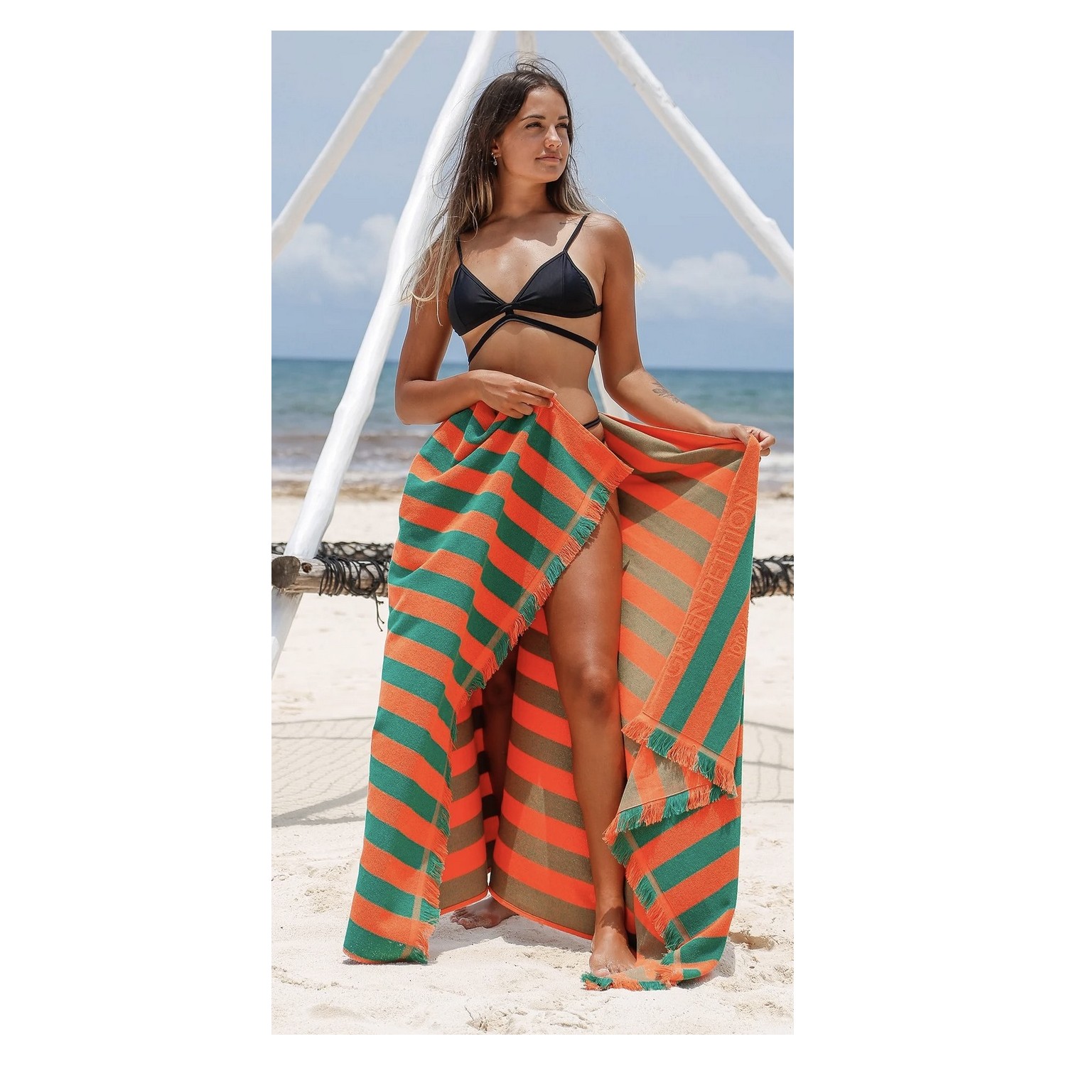 Robe De Plage Lands' End Pour Fille 6-7 Ans - Verte En Tissu Serviette - Occasion Très Bon état