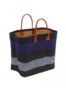Panier Sisal Rayés bleu