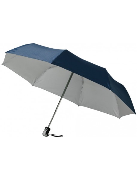 Parapluie 21,5" 3 sections à ouverture et fermeture automatiques, marine / argent