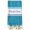 Fouta Toile Turquoise + Prénom